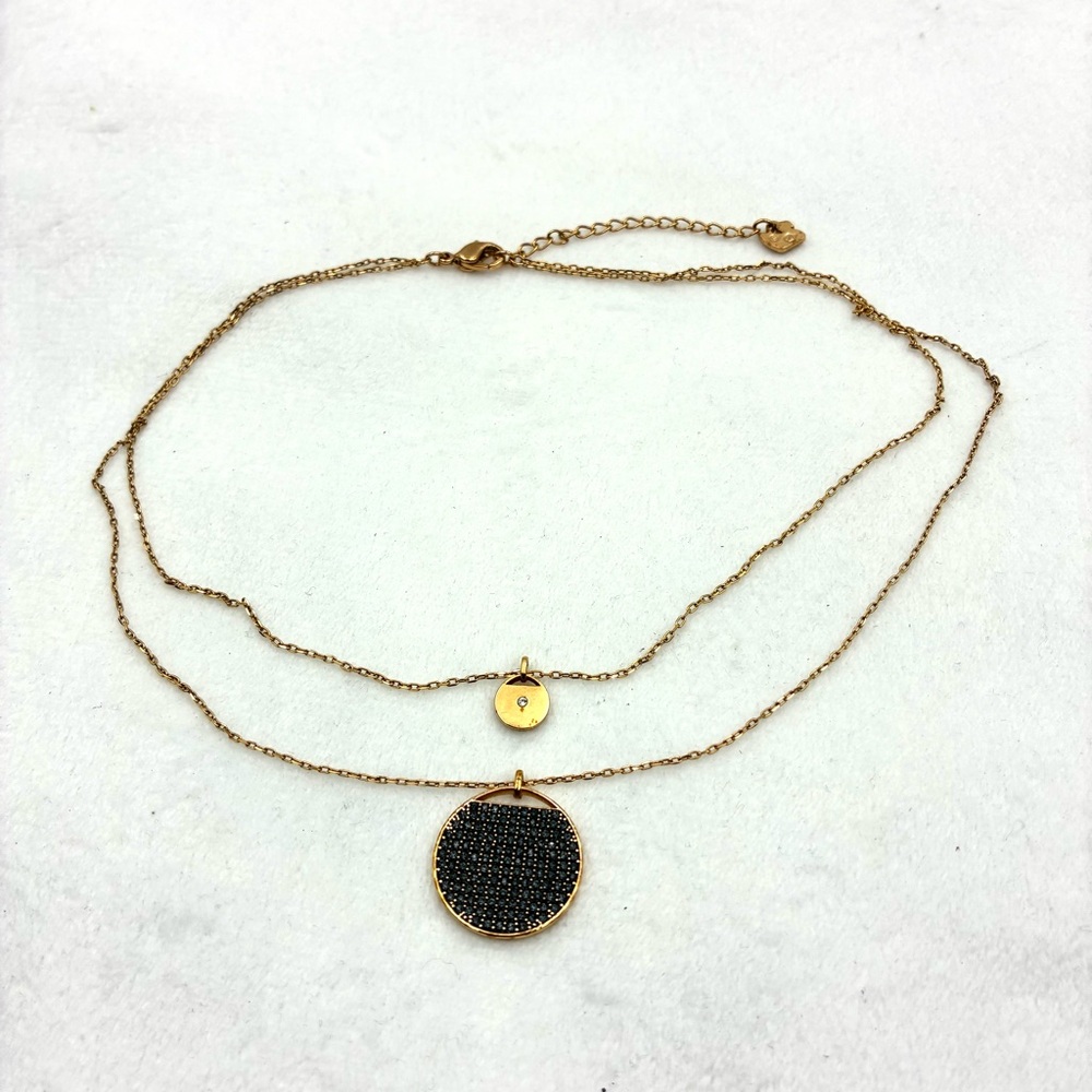 Swarovski Gold Necklace with Black Crystals Pendant - Picture 4 of 5